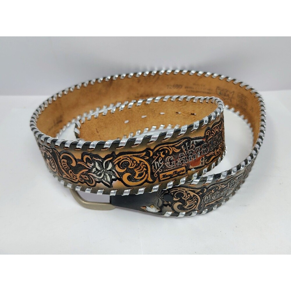 VTG 70s Kenny Rogers The Gambler Tooled Leather Western Cowboy Belt Sz 38